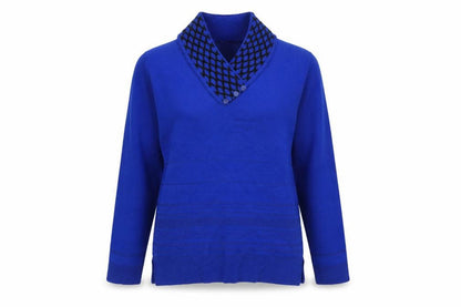 Envy Womens Blue Acrylic Basic Button-Up Size S Collared - Size S/M