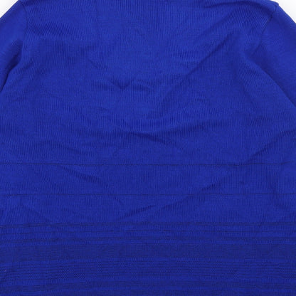 Envy Womens Blue Acrylic Basic Button-Up Size S Collared - Size S/M