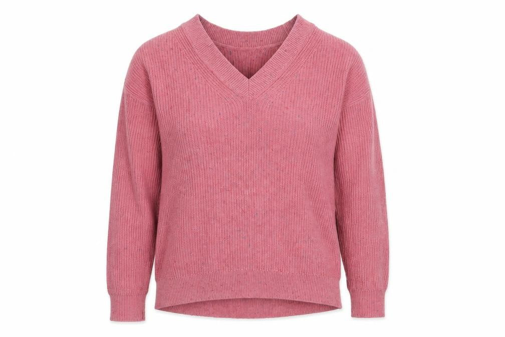Marks & Spencer Womens Pink V-Neck Cotton Pullover Jumper Size M - Coloured flecks