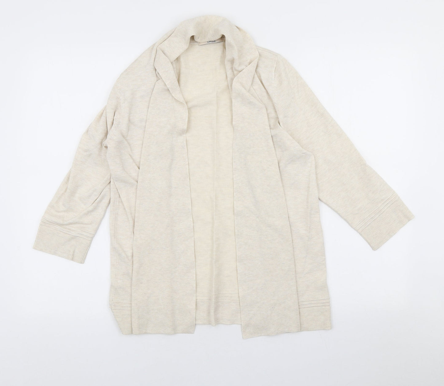 Marks and Spencer Womens Beige Mock Neck Viscose Cardigan Jumper Size 14