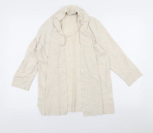 Marks and Spencer Womens Beige Mock Neck Viscose Cardigan Jumper Size 14