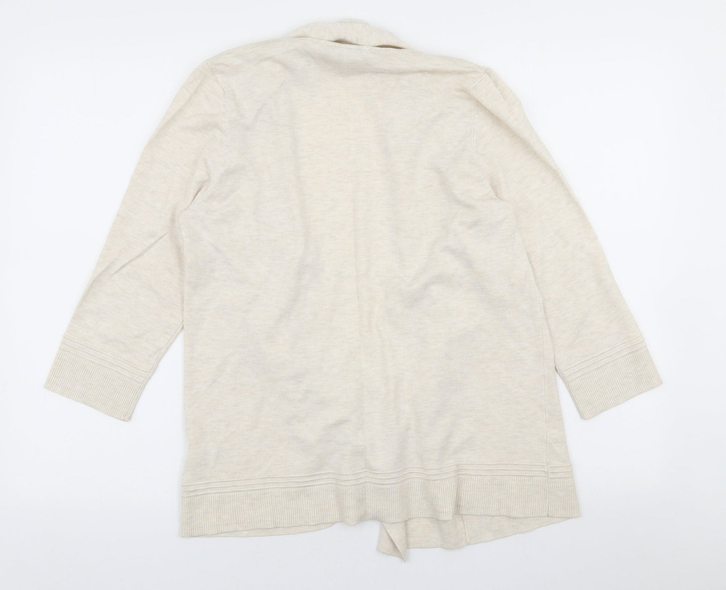 Marks and Spencer Womens Beige Mock Neck Viscose Cardigan Jumper Size 14