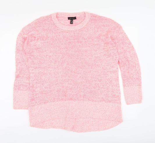 New Look Womens Pink Round Neck Acrylic Pullover Jumper Size M