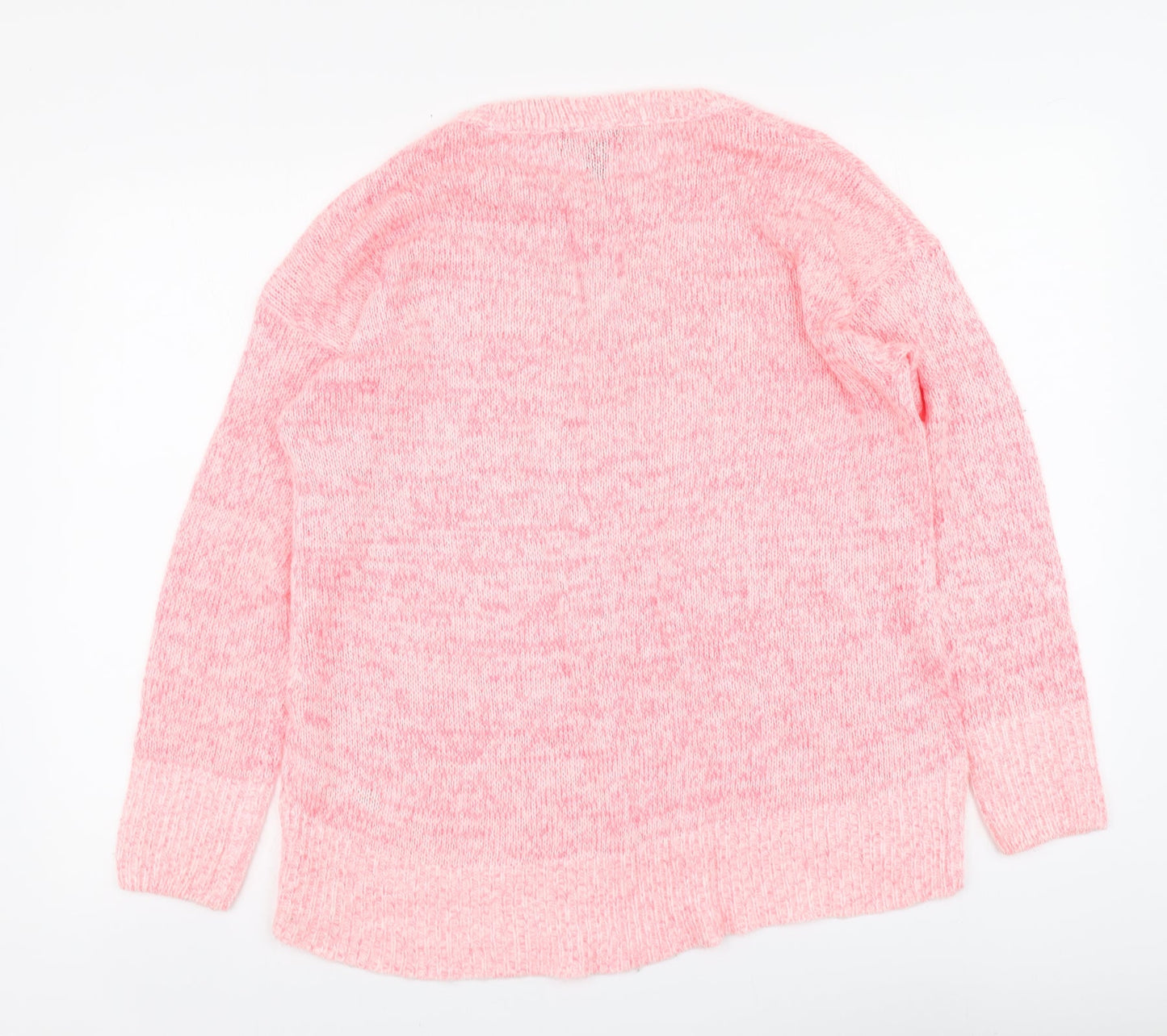 New Look Womens Pink Round Neck Acrylic Pullover Jumper Size M