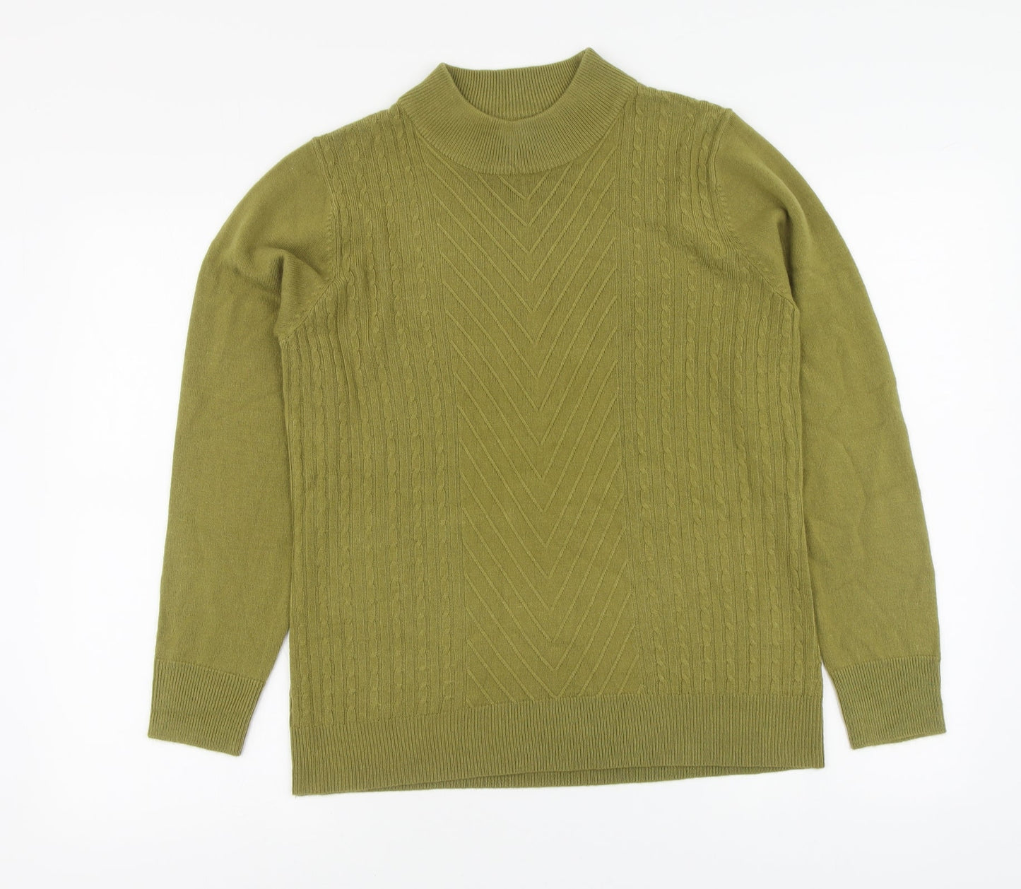Mudflower Womens Green High Neck Acrylic Pullover Jumper Size S