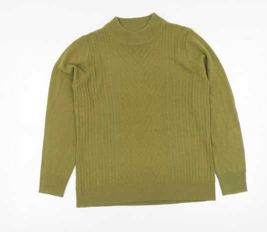 Mudflower Womens Green High Neck Acrylic Pullover Jumper Size S