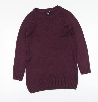 H&M Womens Purple Round Neck Acrylic Pullover Jumper Size XS