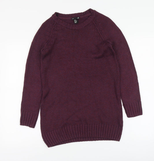 H&M Womens Purple Round Neck Acrylic Pullover Jumper Size XS