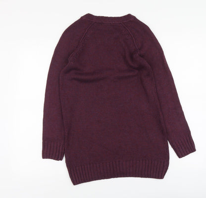 H&M Womens Purple Round Neck Acrylic Pullover Jumper Size XS