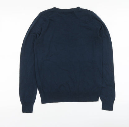 Next Womens Blue Round Neck Polyester Pullover Jumper Size 8