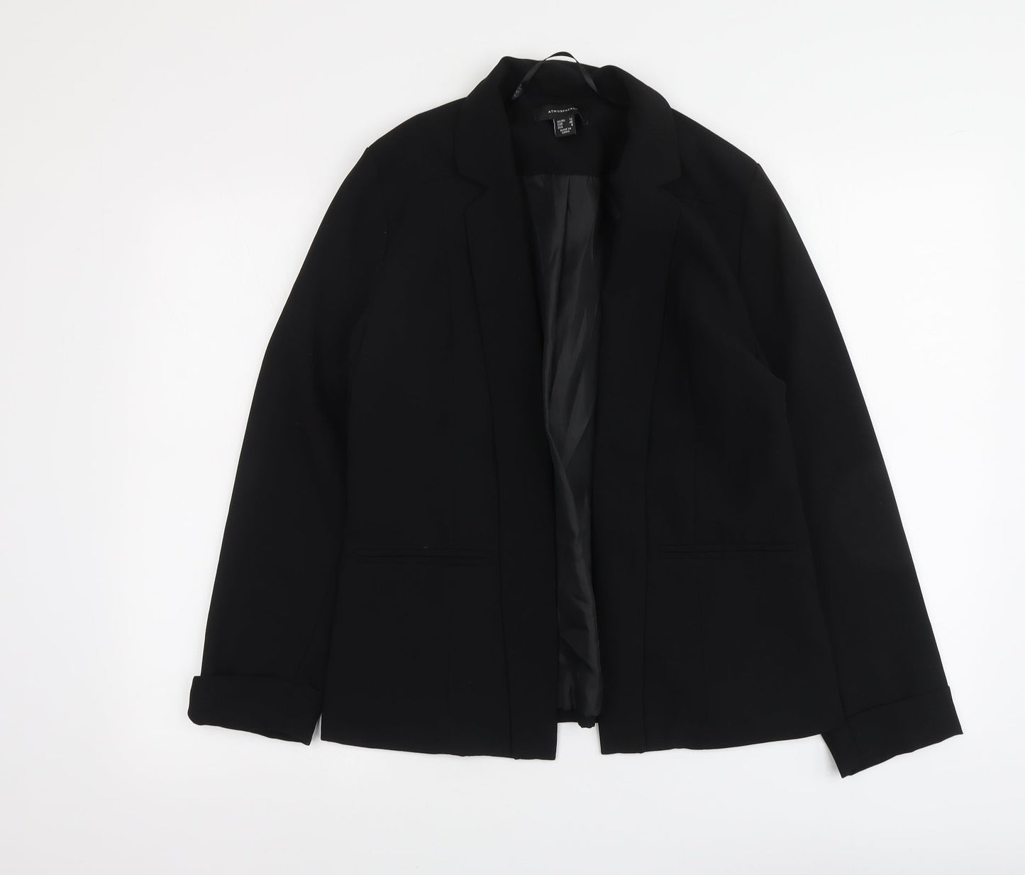 Atmosphere Womens Black Polyester Jacket Suit Jacket Size 12