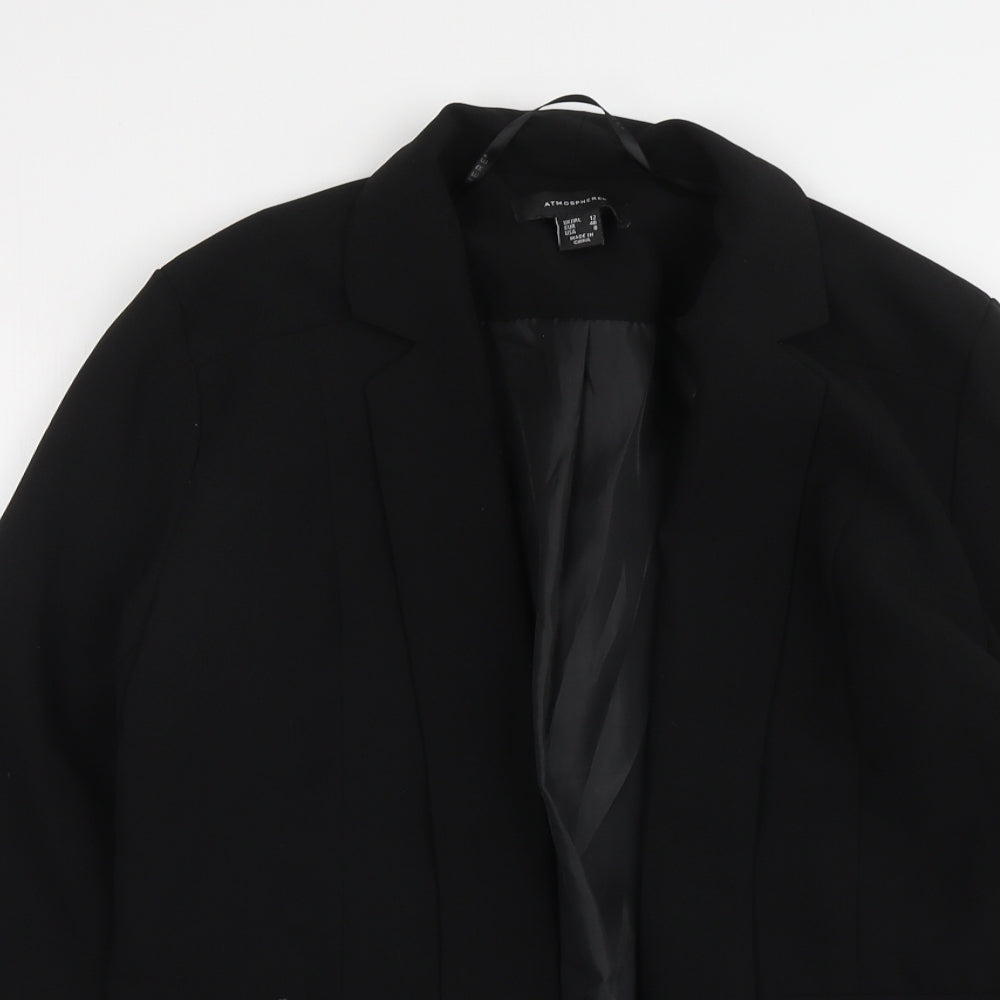 Atmosphere Womens Black Polyester Jacket Suit Jacket Size 12