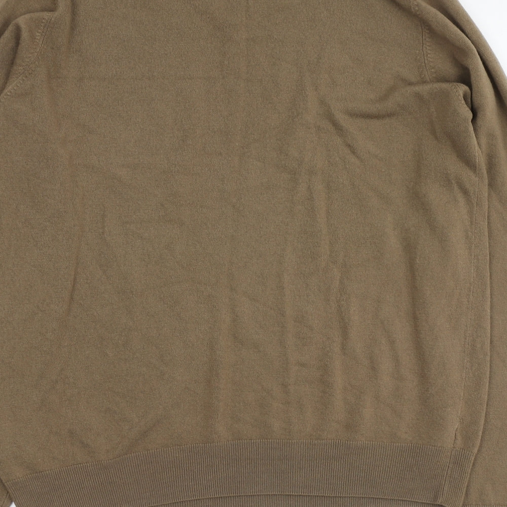 Blue Harbour Mens Beige V-Neck Acrylic Pullover Jumper Size L