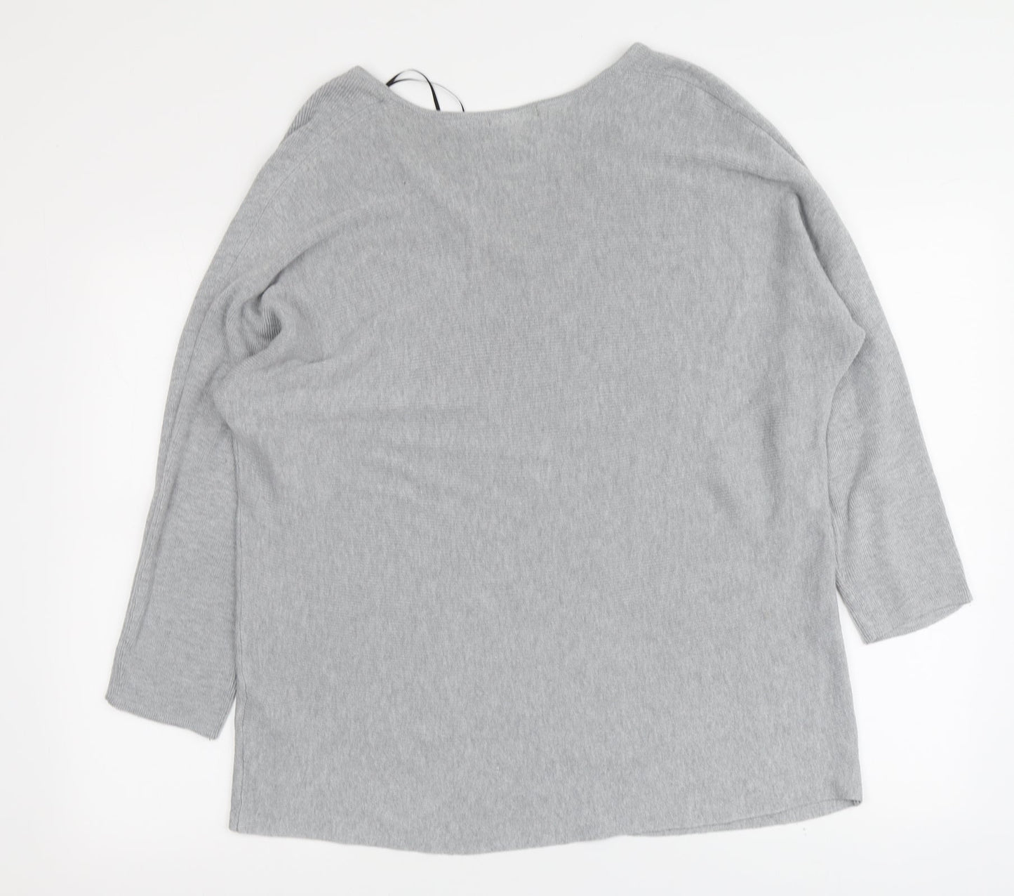H&M Womens Grey V-Neck Polyester Pullover Jumper Size M