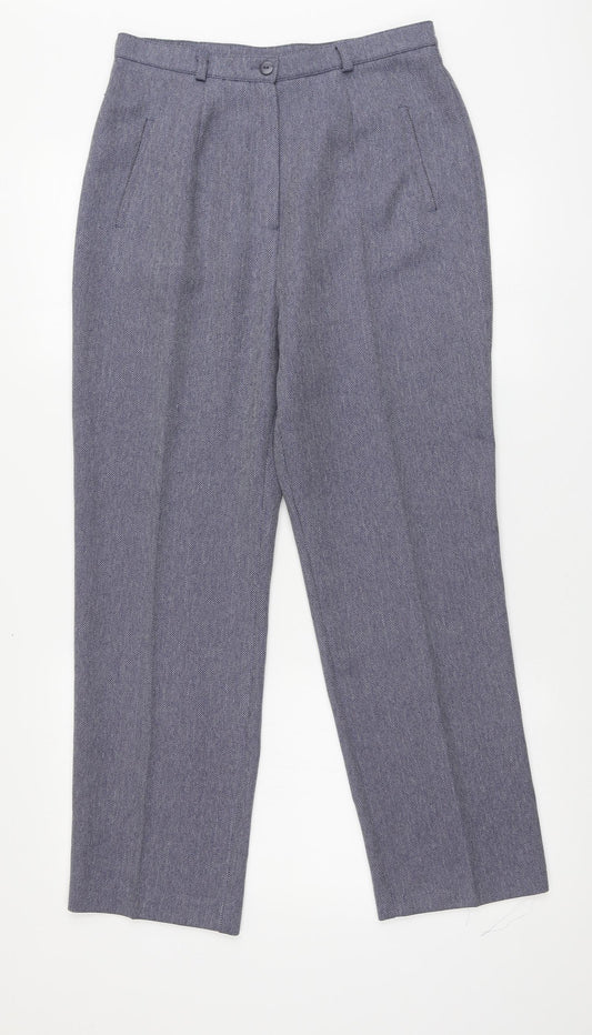 Berkertex Womens Blue Geometric Polyester Trousers Size 12 L26 in Regular