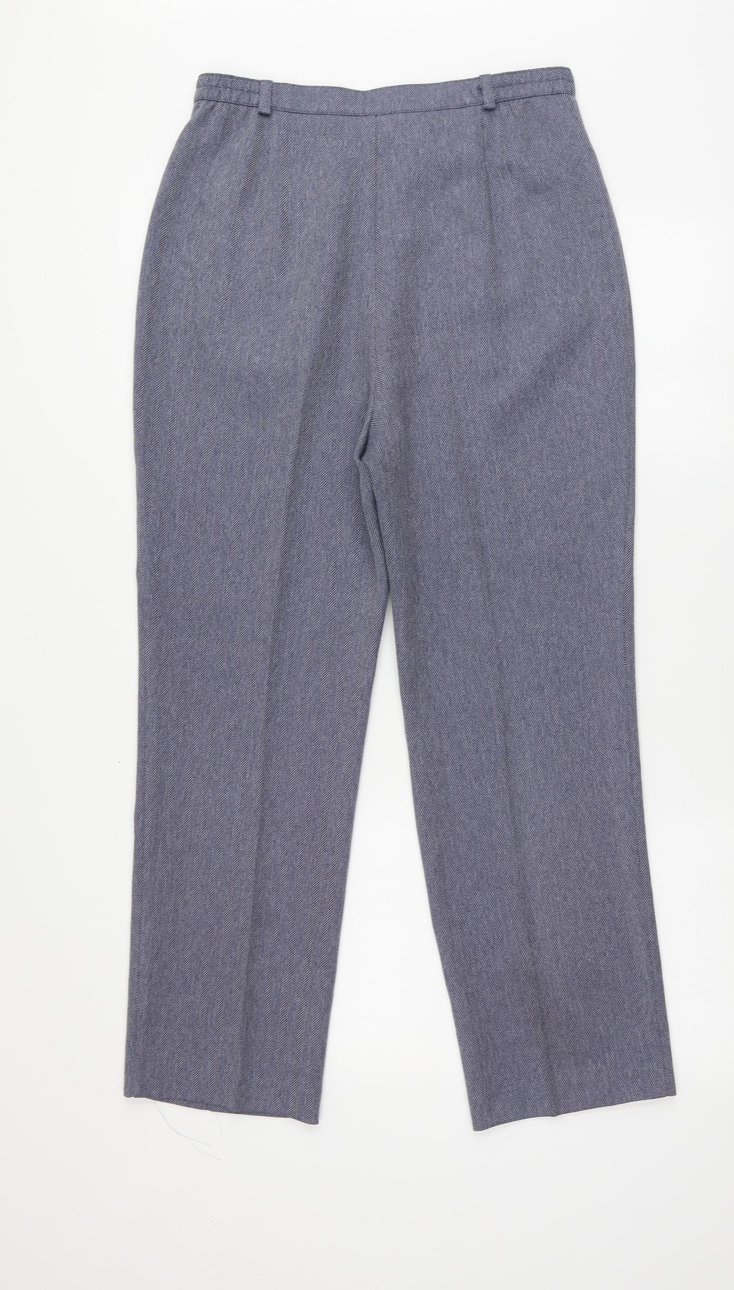 Berkertex Womens Blue Geometric Polyester Trousers Size 12 L26 in Regular