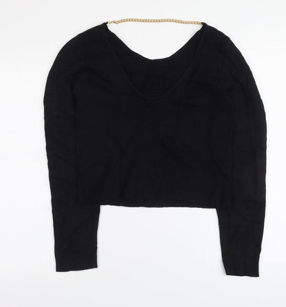 Brave Soul Womens Black Round Neck Acrylic Pullover Jumper Size L