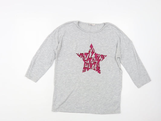 TU Womens Grey Crew Neck Polyester Pullover Jumper Size 8 - Star
