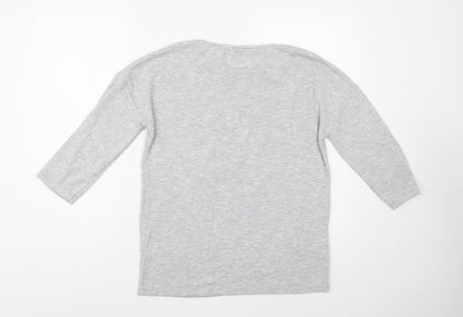 Preloved TU Womens Grey Crew Neck Polyester Pullover Jumper Size 8 - Star - Back