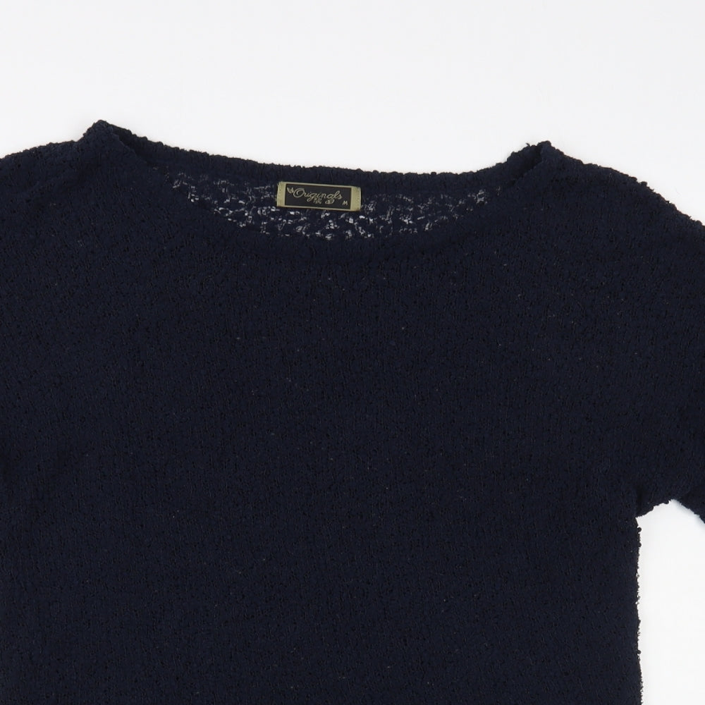 Originals Womens Blue Boat Neck Polyester Pullover Jumper Size M