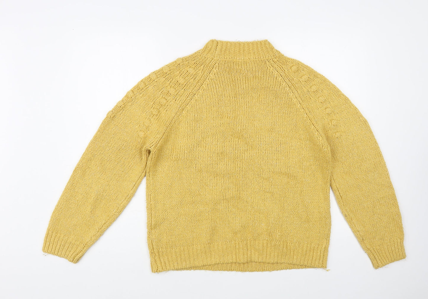 TU Womens Yellow Mock Neck Acrylic Pullover Jumper Size 14