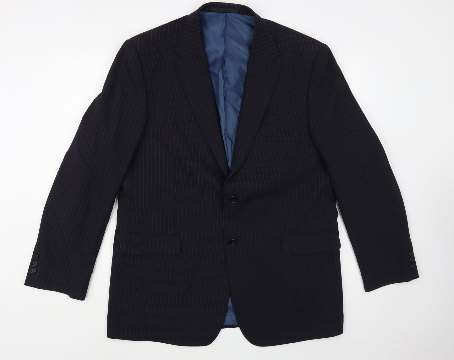 Marks and Spencer Mens Blue Striped Polyester Jacket Blazer Size 44