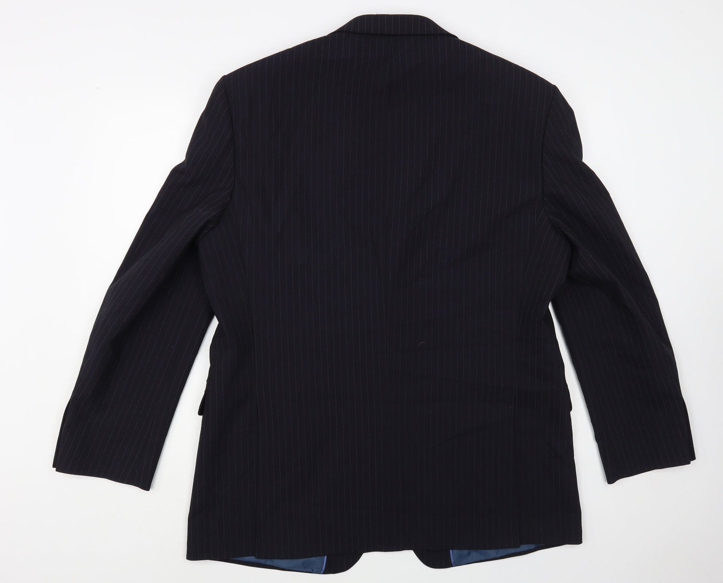 Marks and Spencer Mens Blue Striped Polyester Jacket Blazer Size 44
