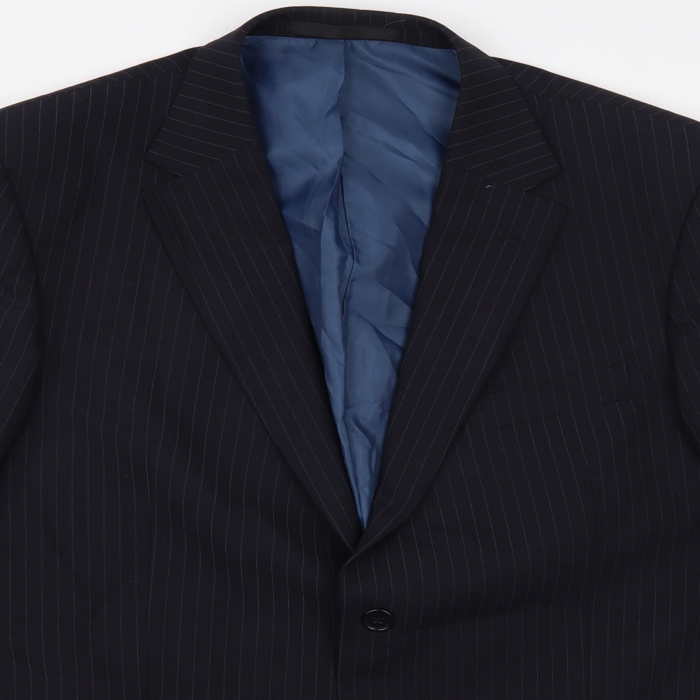 Marks and Spencer Mens Blue Striped Polyester Jacket Blazer Size 44