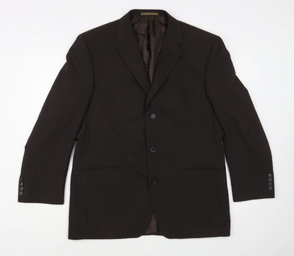 Next Mens Brown Striped Polyester Jacket Blazer Size 42