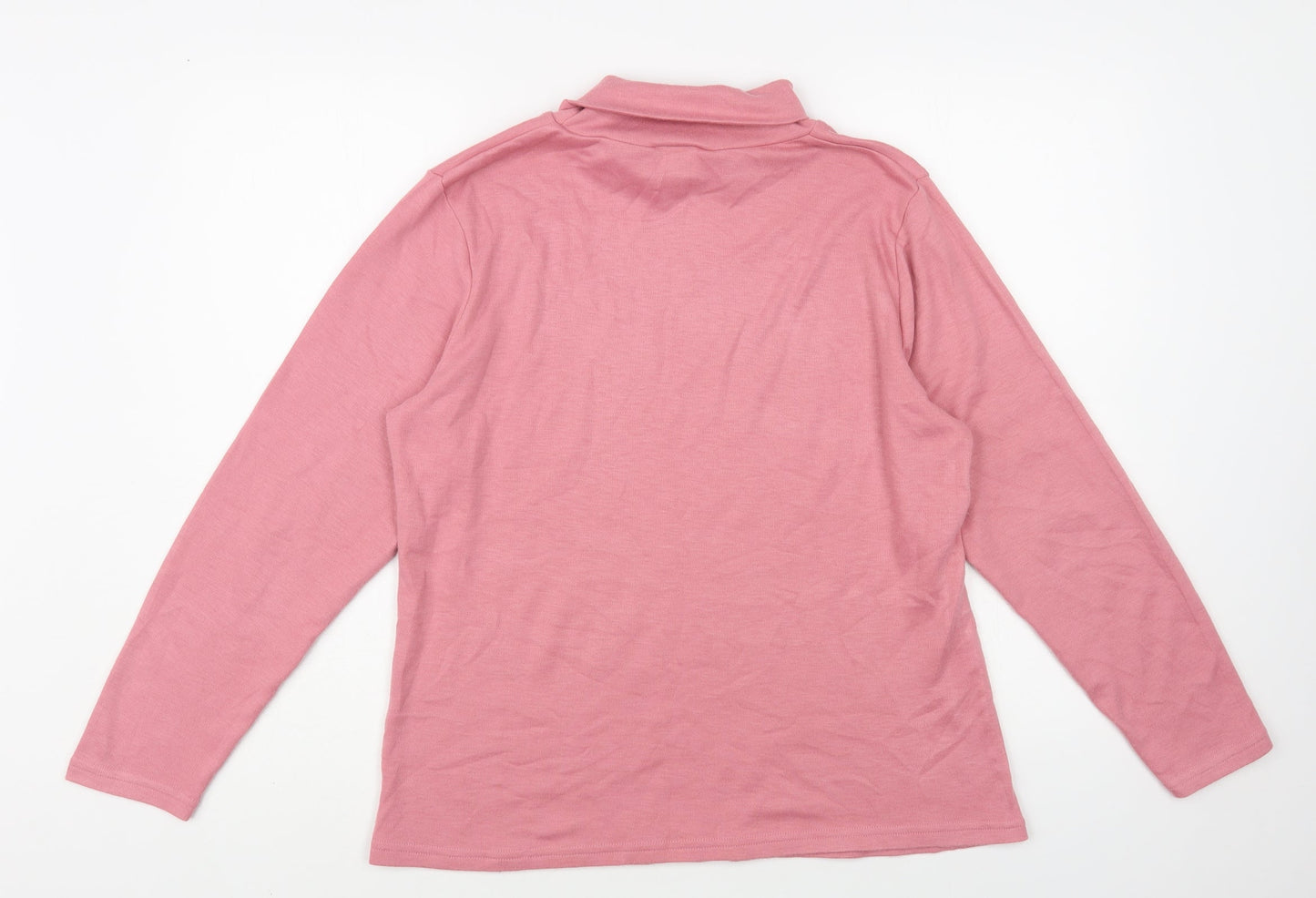 Afibel Womens Pink Roll Neck Acrylic Pullover Jumper Size 16