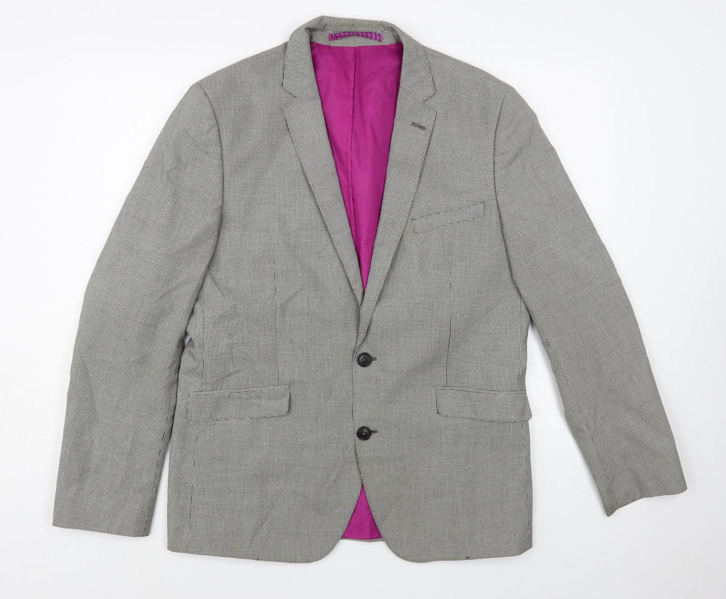 Marks and Spencer Mens Grey Houndstooth Polyester Jacket Blazer Size 42