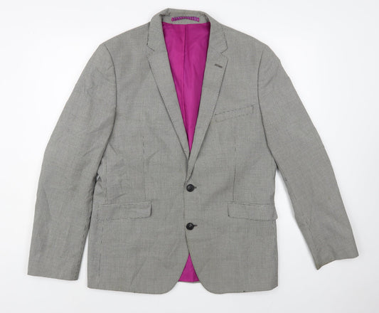 Marks and Spencer Mens Grey Houndstooth Polyester Jacket Blazer Size 42