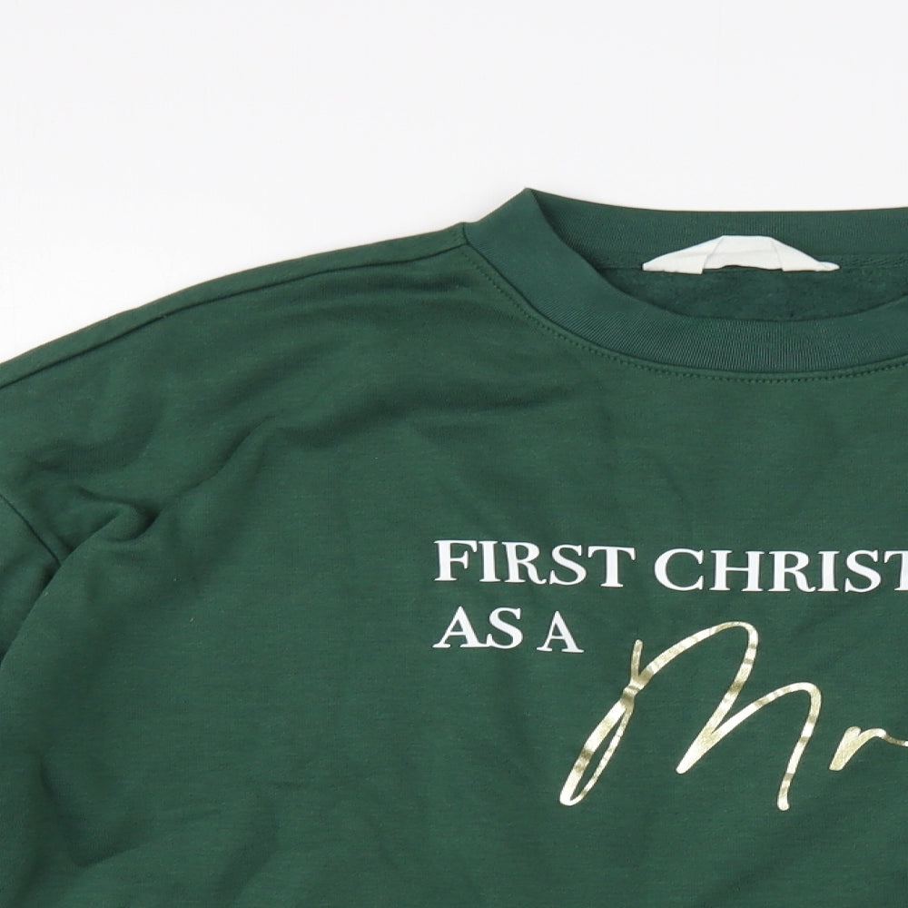 Primark Womens Green Cotton Pullover Sweatshirt Size 10 Pullover - Christmas