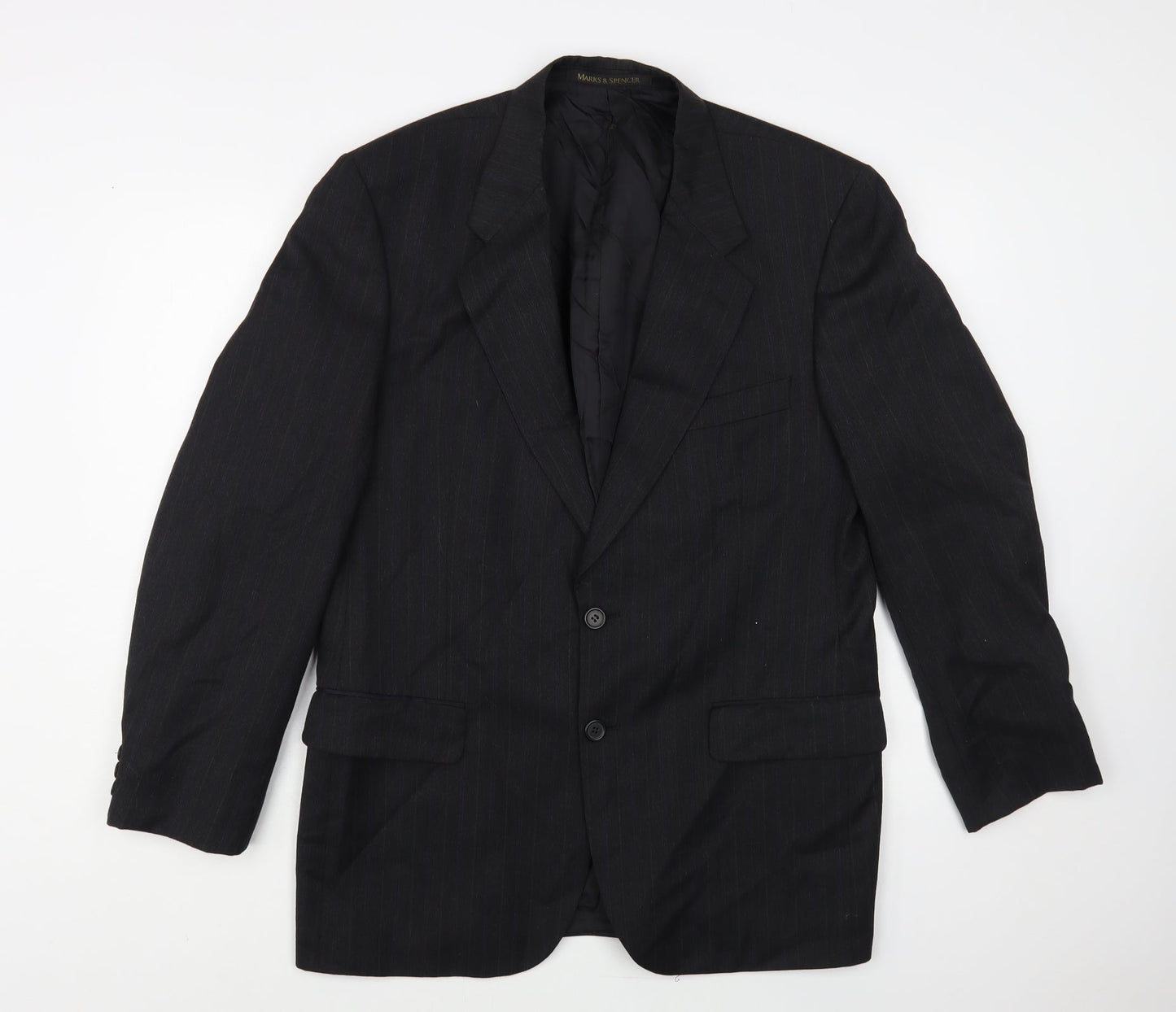 Marks and Spencer Mens Grey Striped Wool Jacket Blazer Size 40