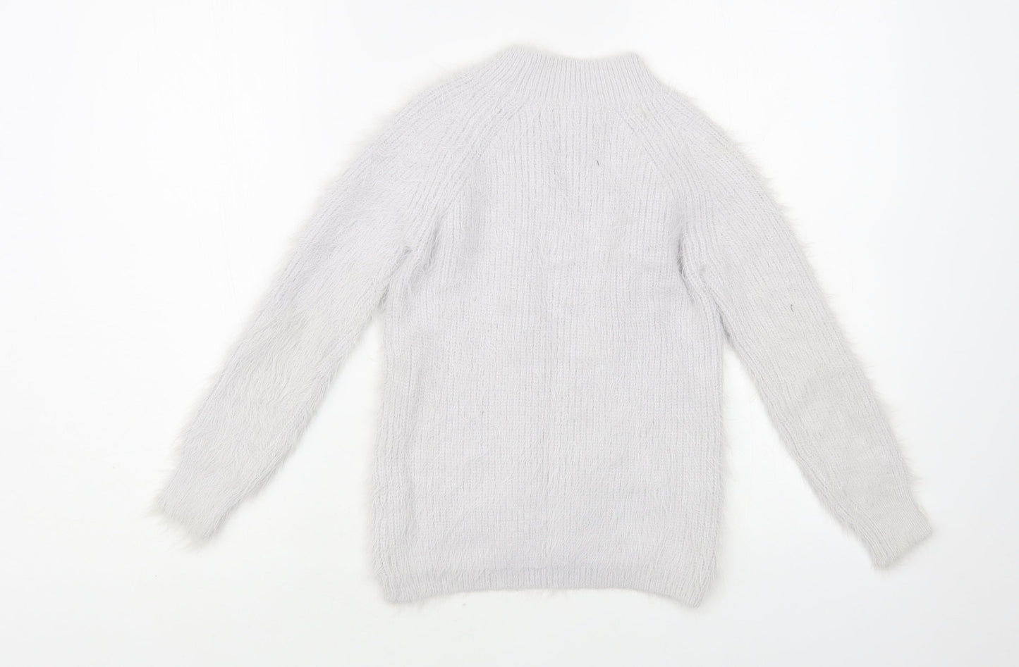 Primark Womens Grey Mock Neck Nylon Pullover Jumper Size 4