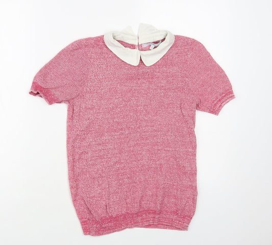 NEXT Womens Pink Collared Cotton Pullover Jumper Size 8