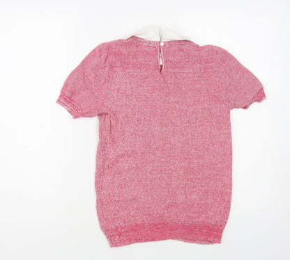 Next Womens Pink Collared Cotton Pullover Jumper Size 8