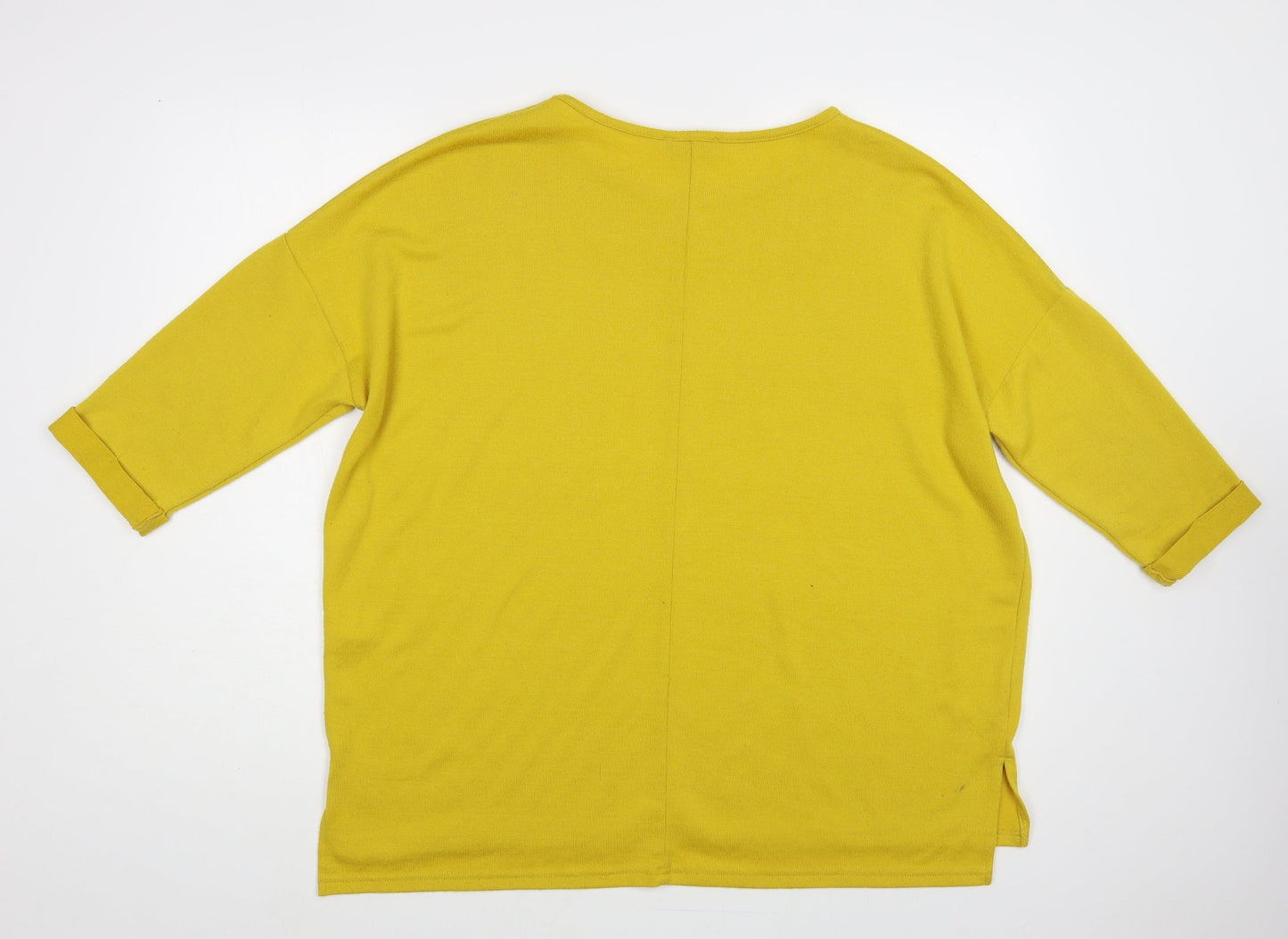 New Look Womens Yellow Boat Neck Polyester Pullover Jumper Size M