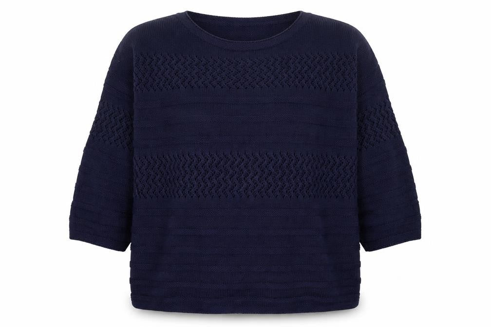 Bonmarché Womens Blue Round Neck Cotton Pullover Jumper Size L