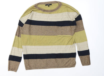 Next Womens Multicoloured Round Neck Striped Viscose Pullover Jumper Size 10