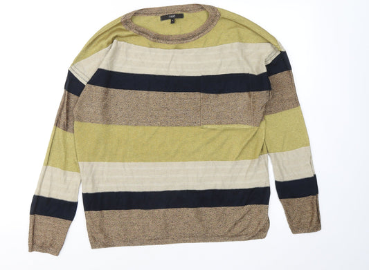 NEXT Womens Multicoloured Round Neck Striped Viscose Pullover Jumper Size 10