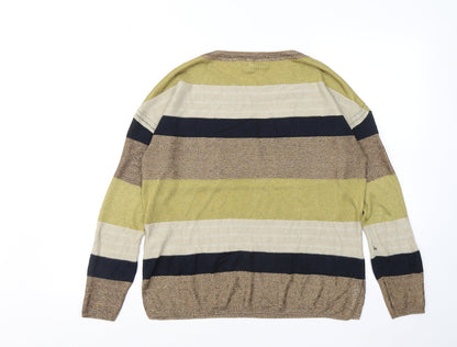 Next Womens Multicoloured Round Neck Striped Viscose Pullover Jumper Size 10