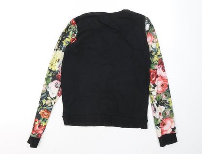 Preloved Atmosphere Womens Black Floral Cotton Pullover Sweatshirt Size 8 - Back