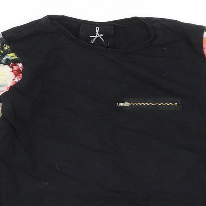 Preloved Atmosphere Womens Black Floral Cotton Pullover Sweatshirt Size 8 - Detail