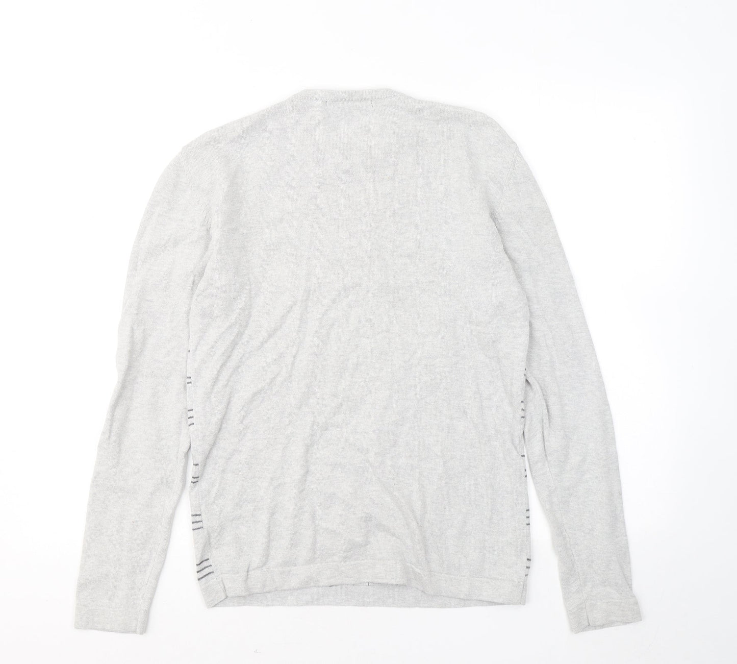 River Island Womens Grey Round Neck Geometric Cotton Pullover Jumper Size S