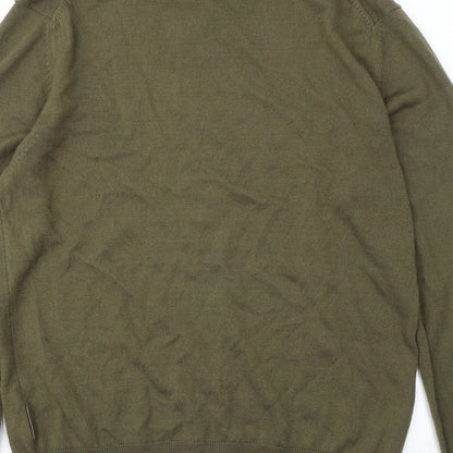 Preloved French Connection Mens Green Round Neck Acrylic Pullover Jumper Size L - Label