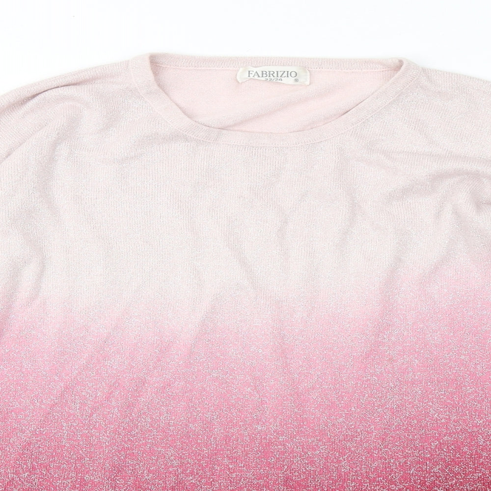 Fabrizio Womens Pink Round Neck Acrylic Pullover Jumper Size 22