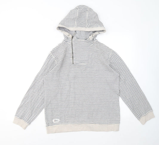 J Jeans Girls White Striped Cotton Pullover Hoodie Size 13-14 Years