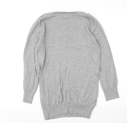 Next Womens Grey Round Neck Cotton Pullover Jumper Size 10