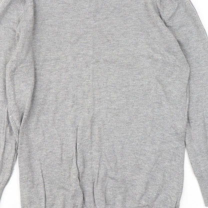 Next Womens Grey Round Neck Cotton Pullover Jumper Size 10